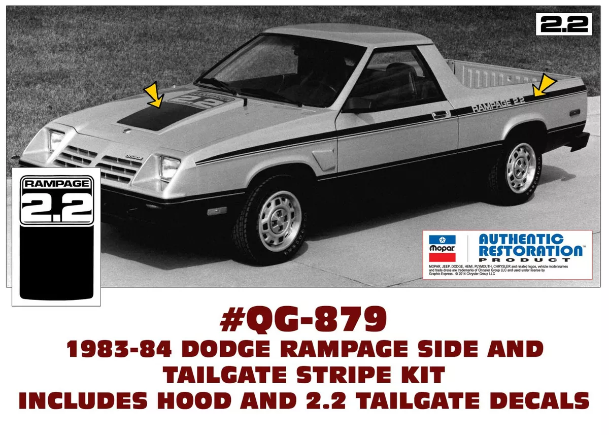 1983 1984 Dodge Rampage 2.2 Decals ＆ Stripes Kit Black並行輸入