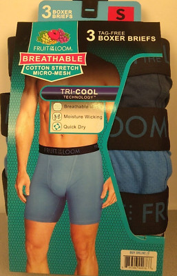 Fruit Of The Loom Men's Tri Cool 3 Boxer Briefs Size S - New.             (70.1)