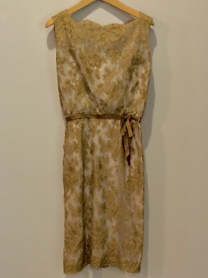Nathan Strong Cocktail Dress 1950s Gold Lace Silk Hand Stitched Formal  Vintage | eBay