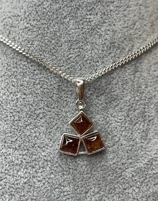 NATUR BALTISCHER BERNSTEIN Schmuck. Cognac BERNSTEIN ANHÄNGER mit Sterlingsilber.