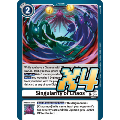 4x Singularity  of Chaos BT20-099 Release Special Booster 2.5 Common Digimon  NM