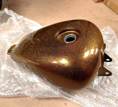 Project Bobber Chopper Custom Medium Style Motorrad Kraftstofftank Gold Metallflocke