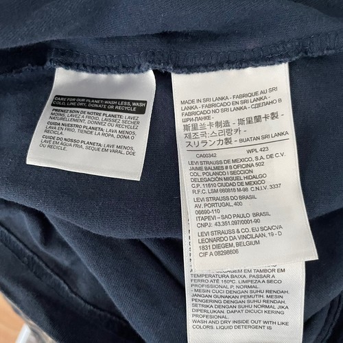 Levis Mens T Shirt Size S Blue White Short Sleeve Logo Stretch Round Neck - Picture 8 of 12
