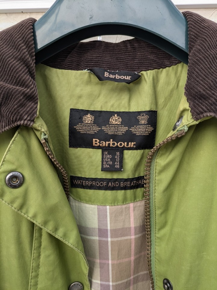 BARBOUR Newmarket women's Waxed jacket Coat Waterproof Green Size UK 16