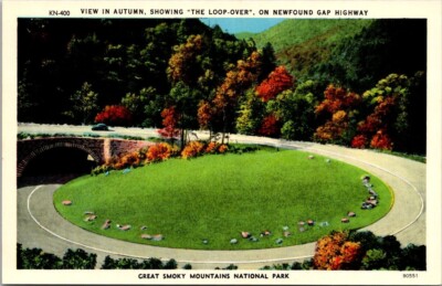 Postcard North Carolina Great Smoky National Park Loop Over Newfound Gap Autumn