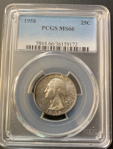1958 Washington Silver Quarter Mint Set Toning PCGS MS66! ENN COINS