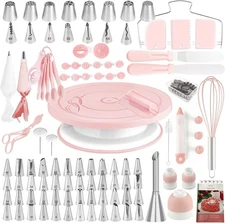 137pcs Cake Decorating Kit with Turntable Piping Bags Tips Baking Tools Set