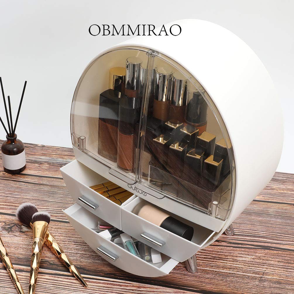 OBMMIRAO Elegant Dustproof Makeup Storage Organizer Box Waterproof Medium Cos...