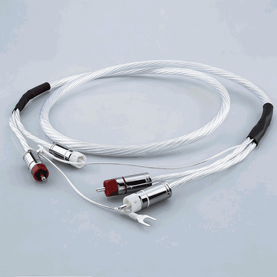HiFi Audio RCA Cable Silver Plate 8N OCC Signal Cord with Ground Wire Lotus Plug