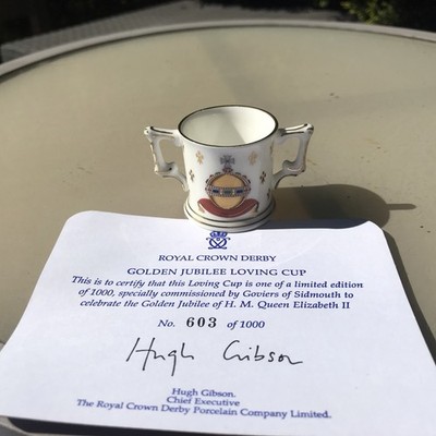 Royal Crown Derby Miniatur Loving Cup to celebr Golden Jubilee Ltd Edition