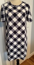 Ann Taylor Dress Women’s Black White Gingham Buffalo Check Ruffle Flutter Size 4