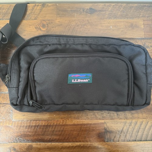 Vintage L L Bean Belt Bag Fanny Pack Black Zip Adjustable Strap
