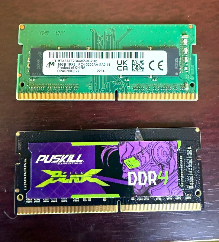 Micron 32GB (16GBx2) DDR4-3200 PC4-3200AA 260-Pin SO-DIMM Non-ECC MTA8ATF2G64HZ