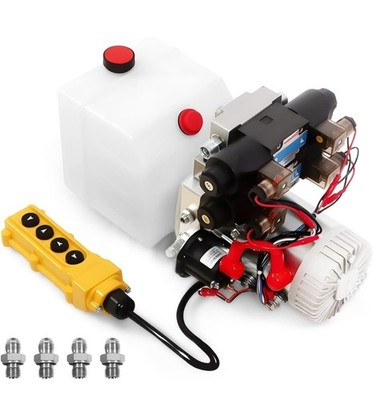 Nakkaa 12V DC 4.5Liter Reservoir Hydraulic Power Pump Double Acting 4 Way Unit