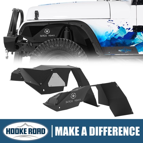 Hooke Road 2Pcs Steel Front Inner Fender Mud Guard for 1987-1995 Jeep Wrangler