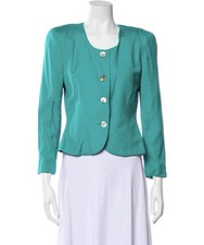 Christian Dior Authentic Solid Teal Green Long Sleeve Blazer Jacket 6 Small