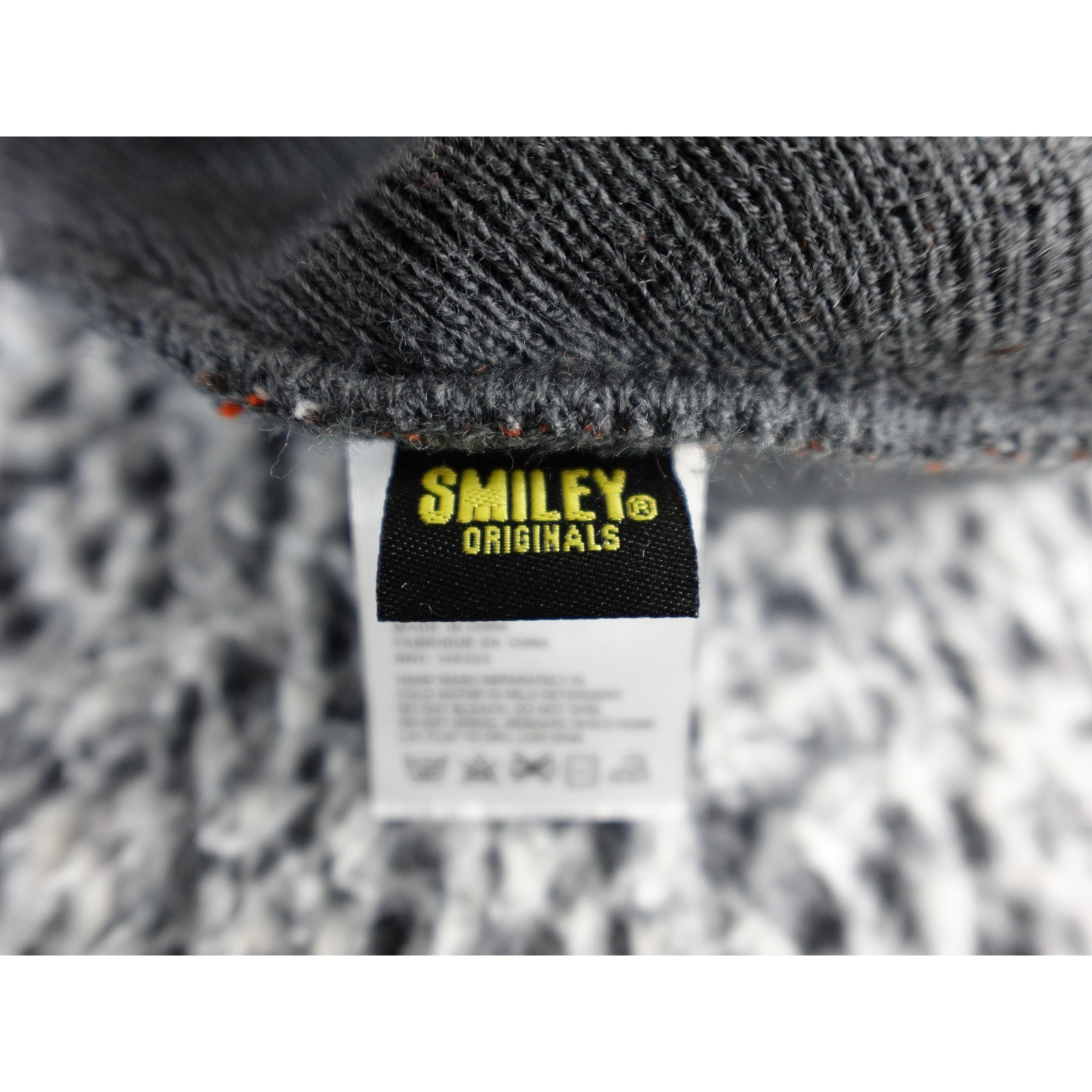 Chinatown Market Smiley Face Plaid Beanie Hat Orange Gray White image 5