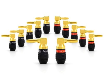 Sewell Deadbolt Right-Angle Banana Plugs, 6 Pairs Quick 6 Pairs, black 