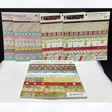 My Mind's Eye CHRISTMAS Vintage 6x6 Paper Cardstock Packs Lot of 5