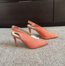 Miss Selfridge Women’s Coral Suede Slingback Cary Style Heels | Size UK 5