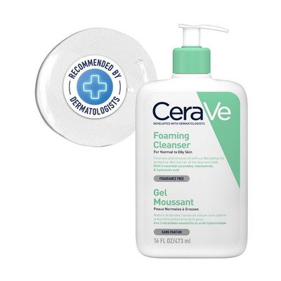 CeraVe Foaming Cleanser 473 ml, Normal to Oily Acne-Prone Skin | Non-Comedogenic