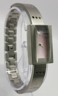 Vtg 1990s Storm Zaya Pink Face Stainless Steel Bracelet 17mm Quartz Ladies Watch