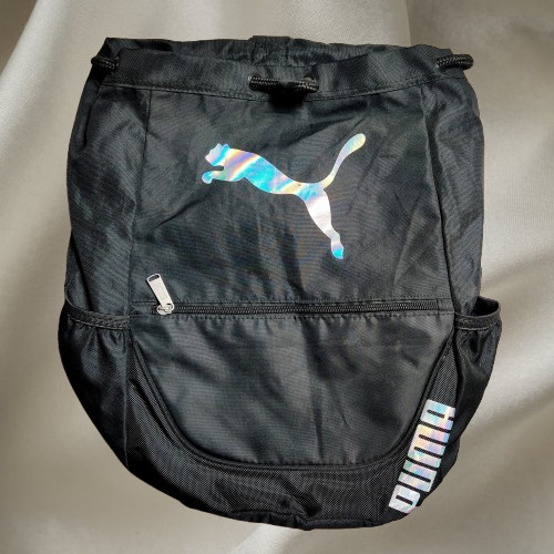 PUMA Black Drawstring Sling Backpack Reflective L… - image 1