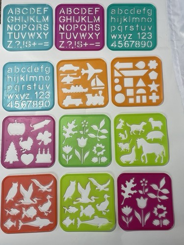 Vtg 1987 Tupperware Tuppertoys Stencil Art Set Of 12 Stackable Pieces