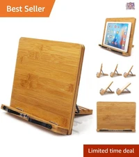 Bamboo Book Stand Adjustable Reading Desk Holder Portable Stable Lightweight