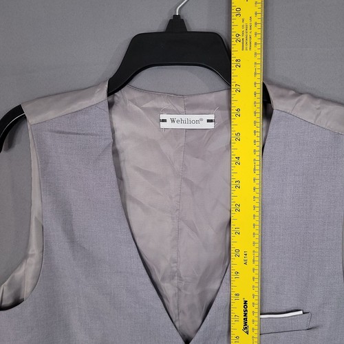 Wehilion Men's Formal Vest Button Front Sleeveless Gray Size L - Picture 3 of 11
