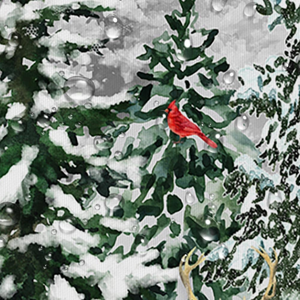 Winter Snowy Forest Shower Curtain for Bathroom, Christmas Pine Tree