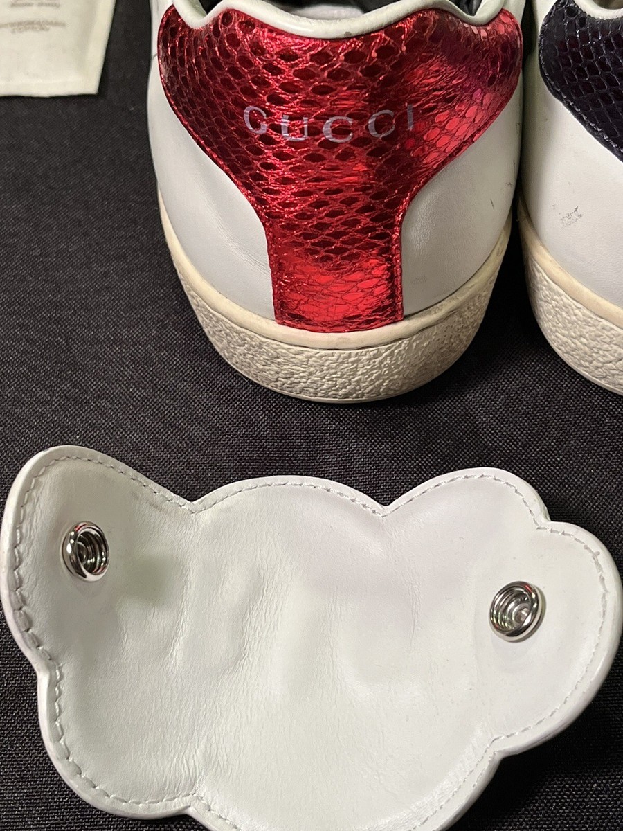 GUCCI BLIND FOR LOVE WOMENS PATCH SNEAKERS LOW TOPS SHOES 37.5 US