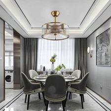 Ceiling Fan Light 40W 6-Speed Ceiling Fan Chandelier w/ Remote Control Fan Light