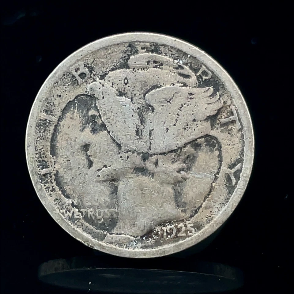 1925 10C Mercury Dime Mint Error Huge Obverse Lamination Silver Coin - Scares - Image 2 of 4