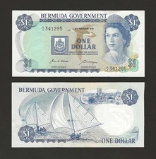 BERMUDA $1 Dollar 1970, P-23 Bermuda Government, Original UNC - (Handling) QEII