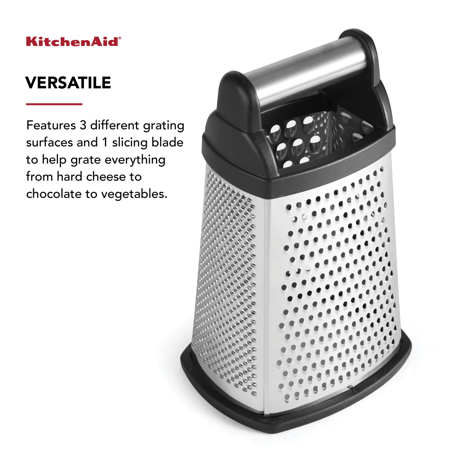 Kitchenaid Stainless Steel Box Grater in Black Handle, Dishwasher Safe