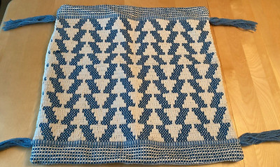 LOLOI HAND WOVEN TRIBAL 22'' COTTON WOOL PILLOW COVER BLUE TASSLE 