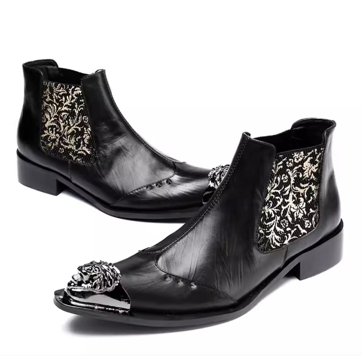 SAOLA Abito uomo moda britannica in pelle metallo punta scarpe da lavoro stivaletti