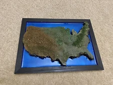 3d topographical relief Map USA Handcrafted
