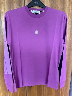 Stone Island Long Sleeve Back Print T Shirt, Medium, Magenta, BNWT RRP £165  UK