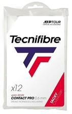 Tecnifibre CONTACT PRO Racchetta da Tennis Overgrips - Confezione da 12 - Bianco - 0,6mm