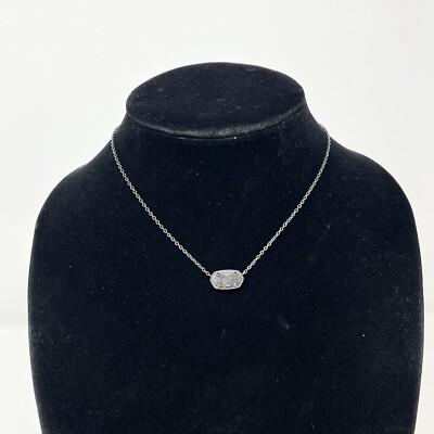 Kendra Scott Elisa Necklace Gray Drusy Quartz Gunmetal Druzy