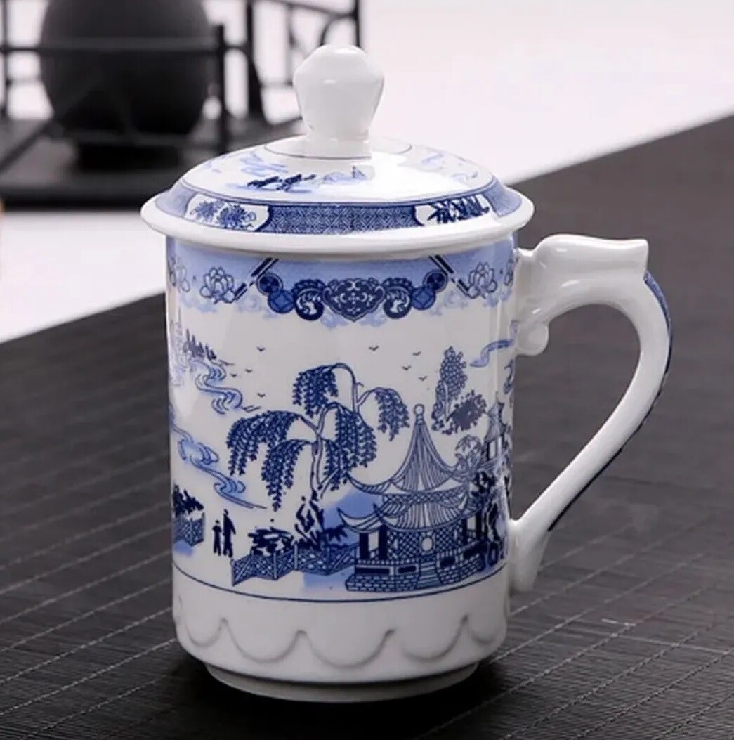 New Chinese Dragon Coffee Mug with Lid Porcelain Office China Tea Cups Gifts