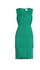 V NECK FRINGED MIDI DRESS
