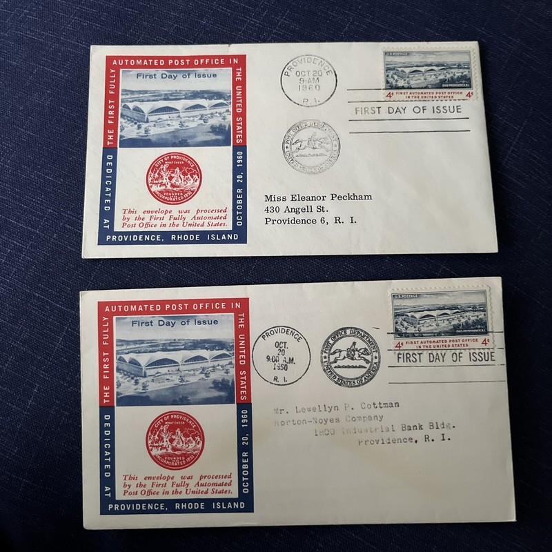 1st DAY OF ISSUE FIRST FULLY AUTOMATED POST OFFICE IN THE U.S. 1960-Lot Of 2