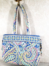 Vera Bradley Large Blue Purple Yellow Green White Quilted Shoulder Bag