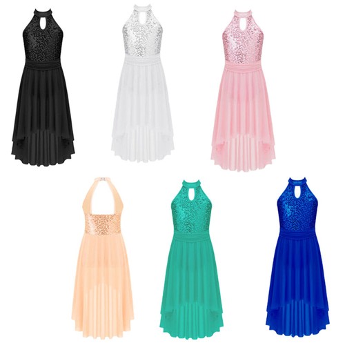 Niñas Vestido de Baile Sin Mangas Cuello Halter Maxi Vestido Moderno Ropa de Baile Ropa - Imagen 4 de 114