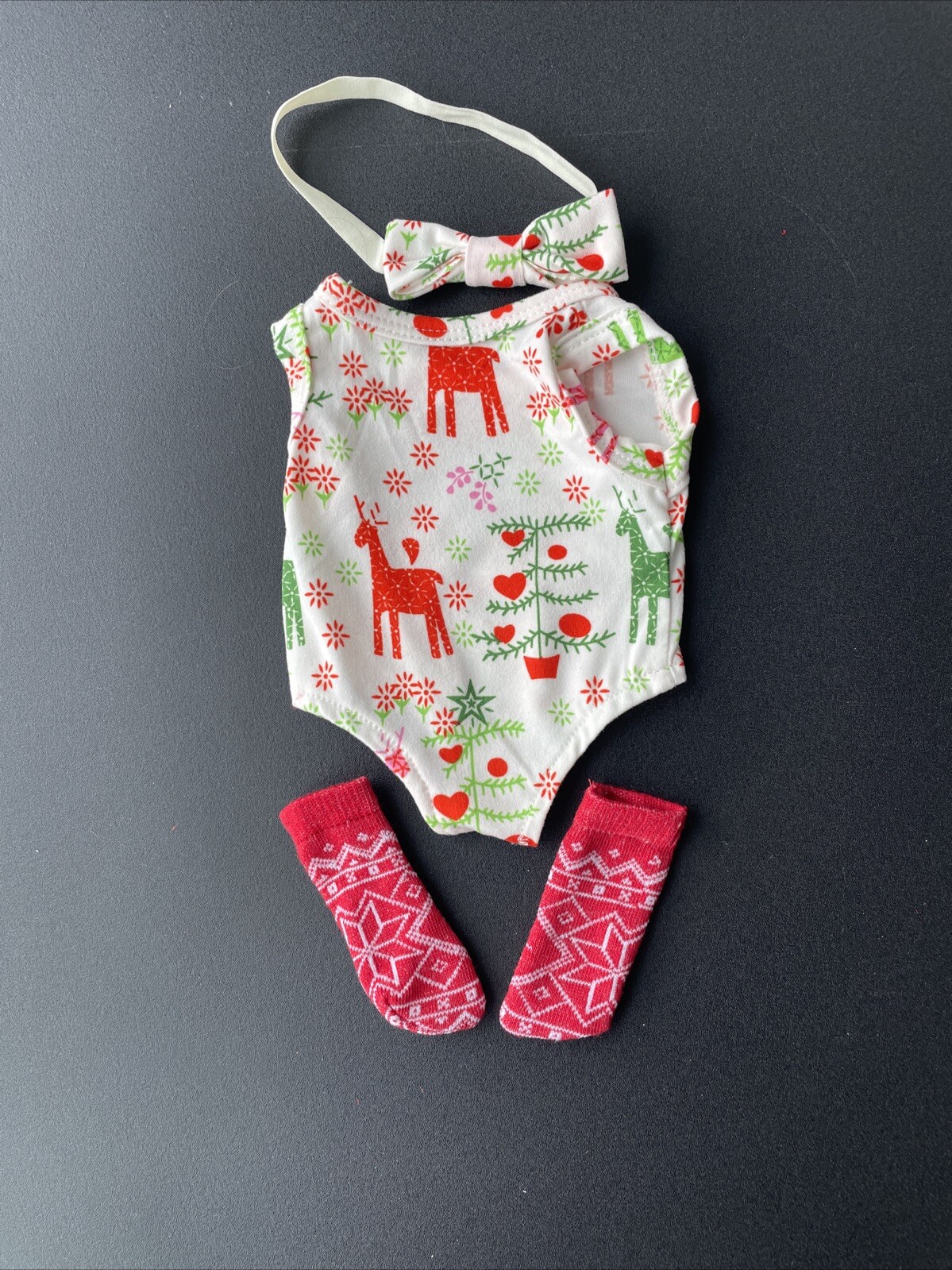 Reindeer Romper Set with Headband & Socks for 15-16 Inch Baby Alive Dolls-image