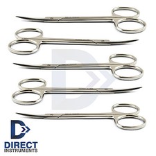 5pc Dental Surgical Iris Curved Gum Scissors 4.5'' Surgery Tissue Trimming Sharp