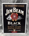 Vintage Jim Beam Black Metal Sign, 12" x 8"  Kentucky Sour Mash Whiskey Tin Sign
